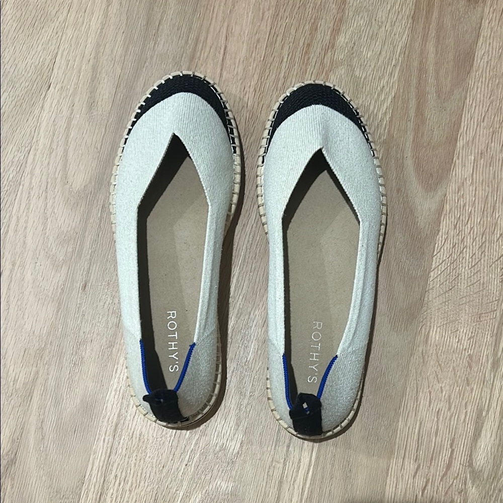 Rothy's Women's Cream and Black Flats